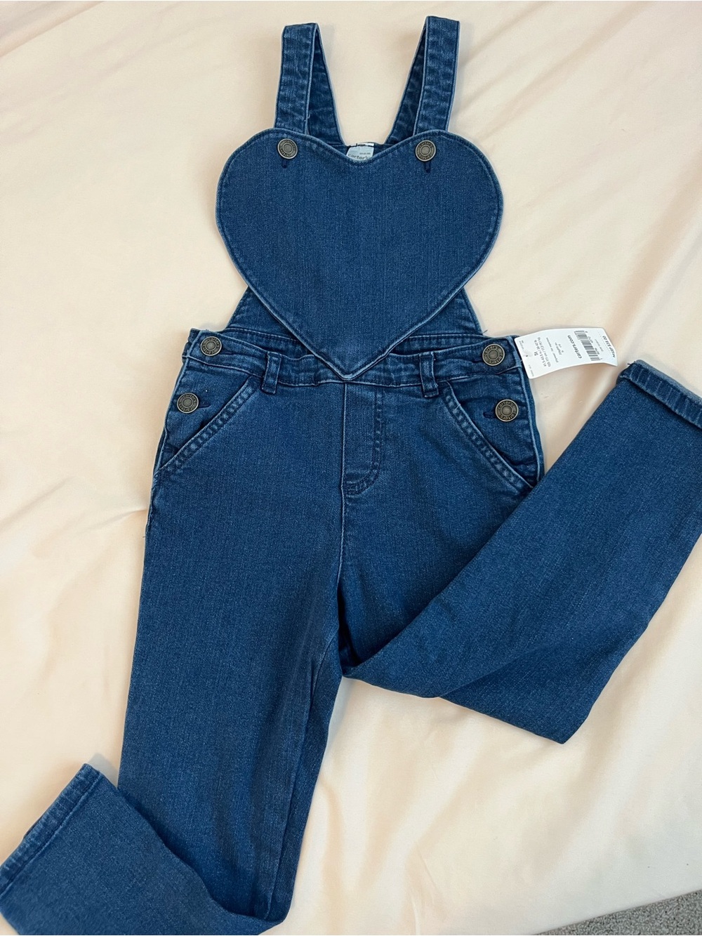 Carter's Dark Blue Heart Bib Denim Overalls